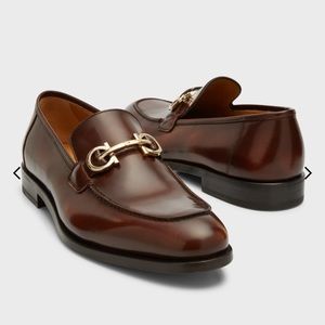 Brown Men’s Ferragamo gustav gancini leather loafers